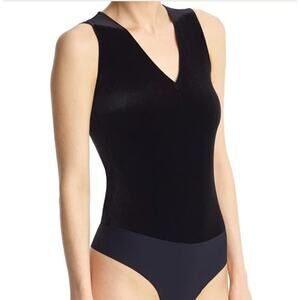 commando stretch velvet sleeveless v-neck bodysuit